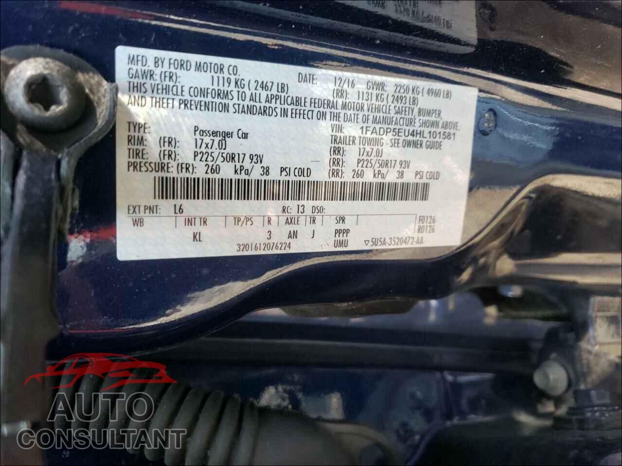 FORD CMAX 2017 - 1FADP5EU4HL101581