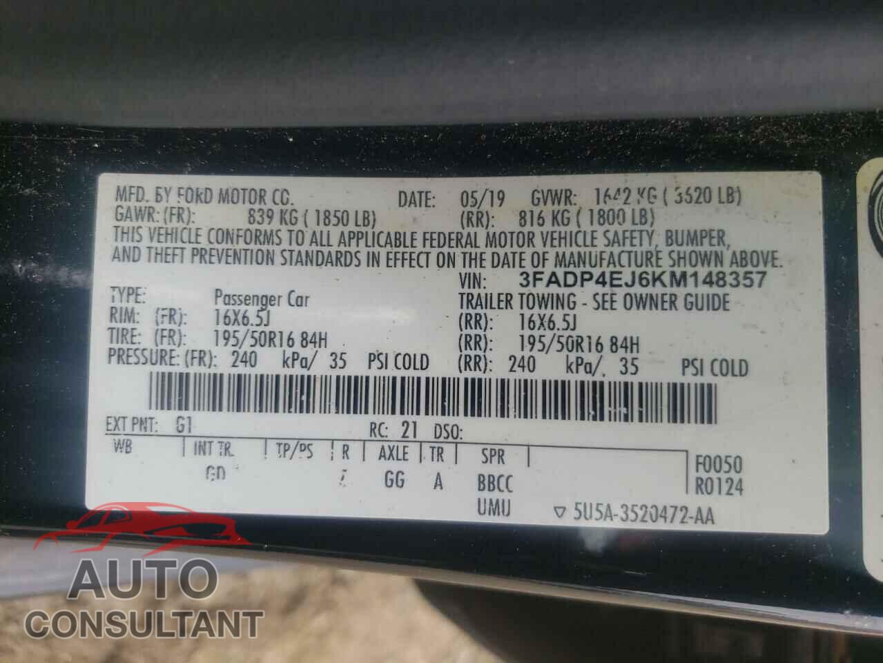 FORD FIESTA 2019 - 3FADP4EJ6KM148357