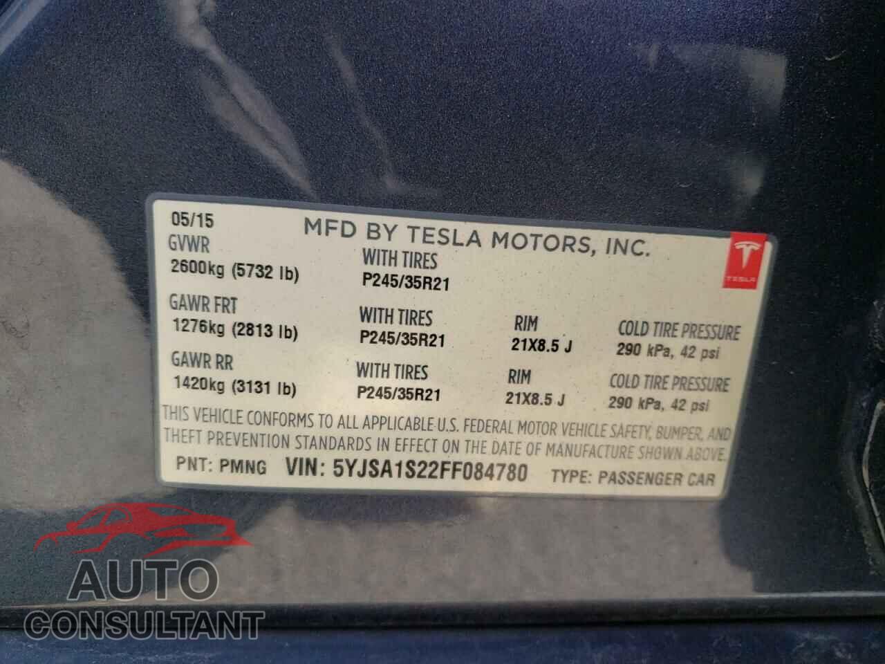 TESLA MODEL S 2015 - 5YJSA1S22FF084780