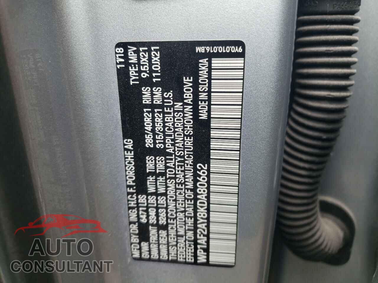 PORSCHE CAYENNE 2019 - WP1AF2AY8KDA80662