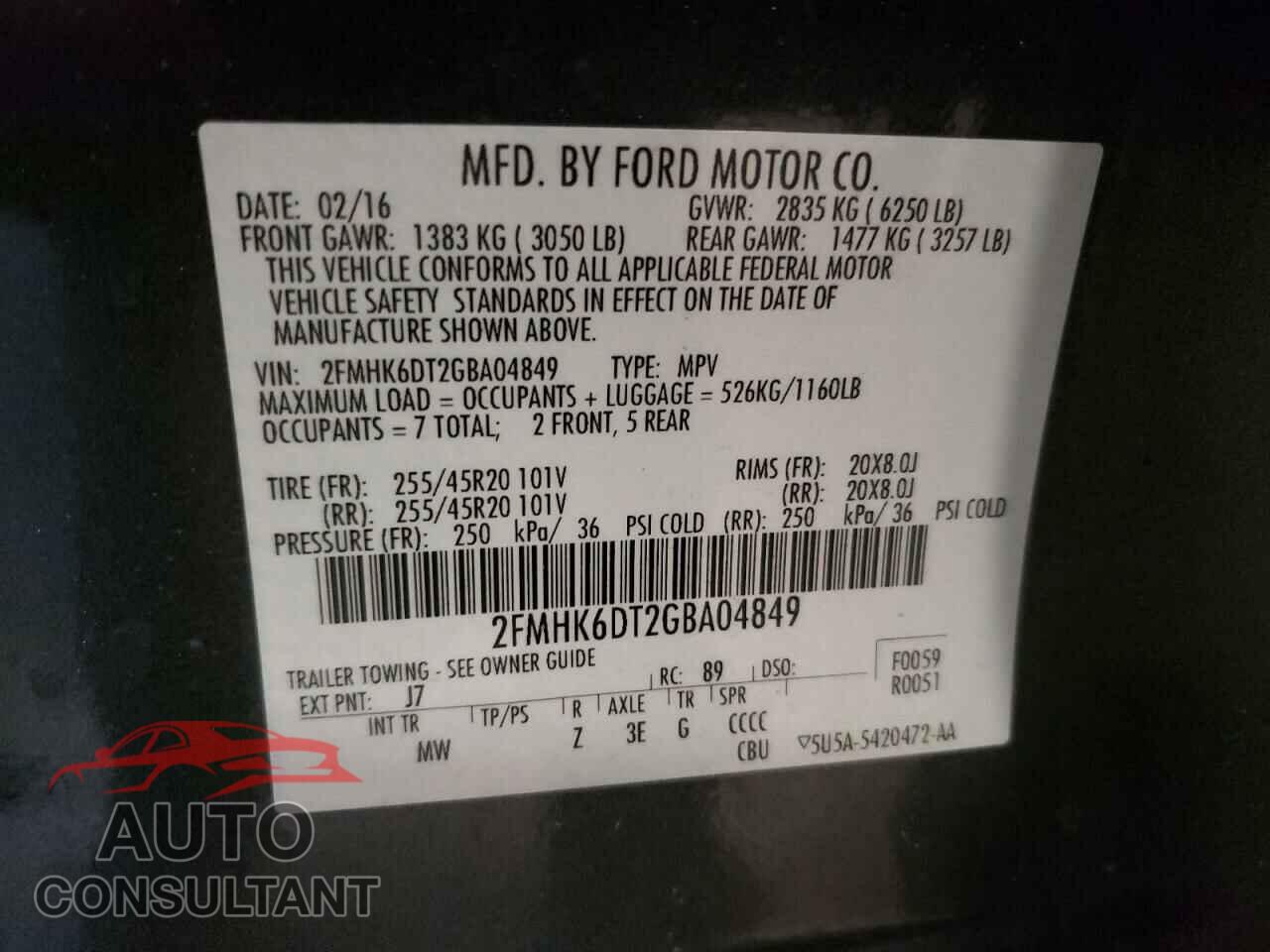 FORD FLEX 2016 - 2FMHK6DT2GBA04849