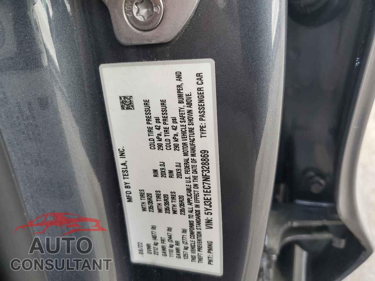 TESLA MODEL 3 2022 - 5YJ3E1EC7NF328869