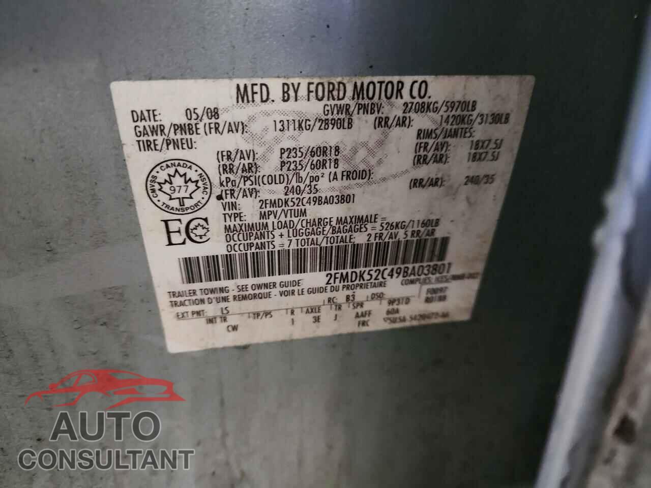 FORD FLEX 2009 - 2FMDK52C49BA03801