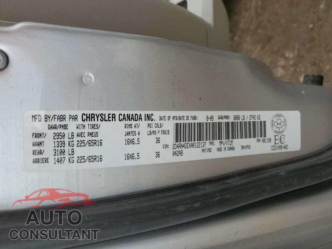 DODGE CARAVAN 2010 - 2D4RN4DEXAR122137