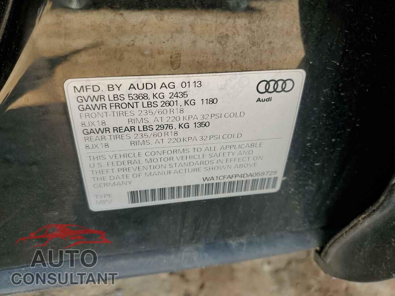 AUDI Q5 2013 - WA1CFAFP4DA059729