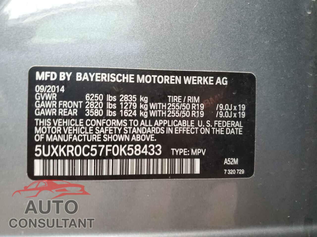 BMW X5 2015 - 5UXKR0C57F0K58433