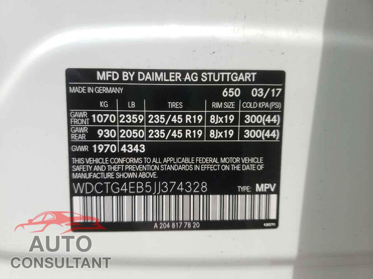 MERCEDES-BENZ GLA-CLASS 2018 - WDCTG4EB5JJ374328