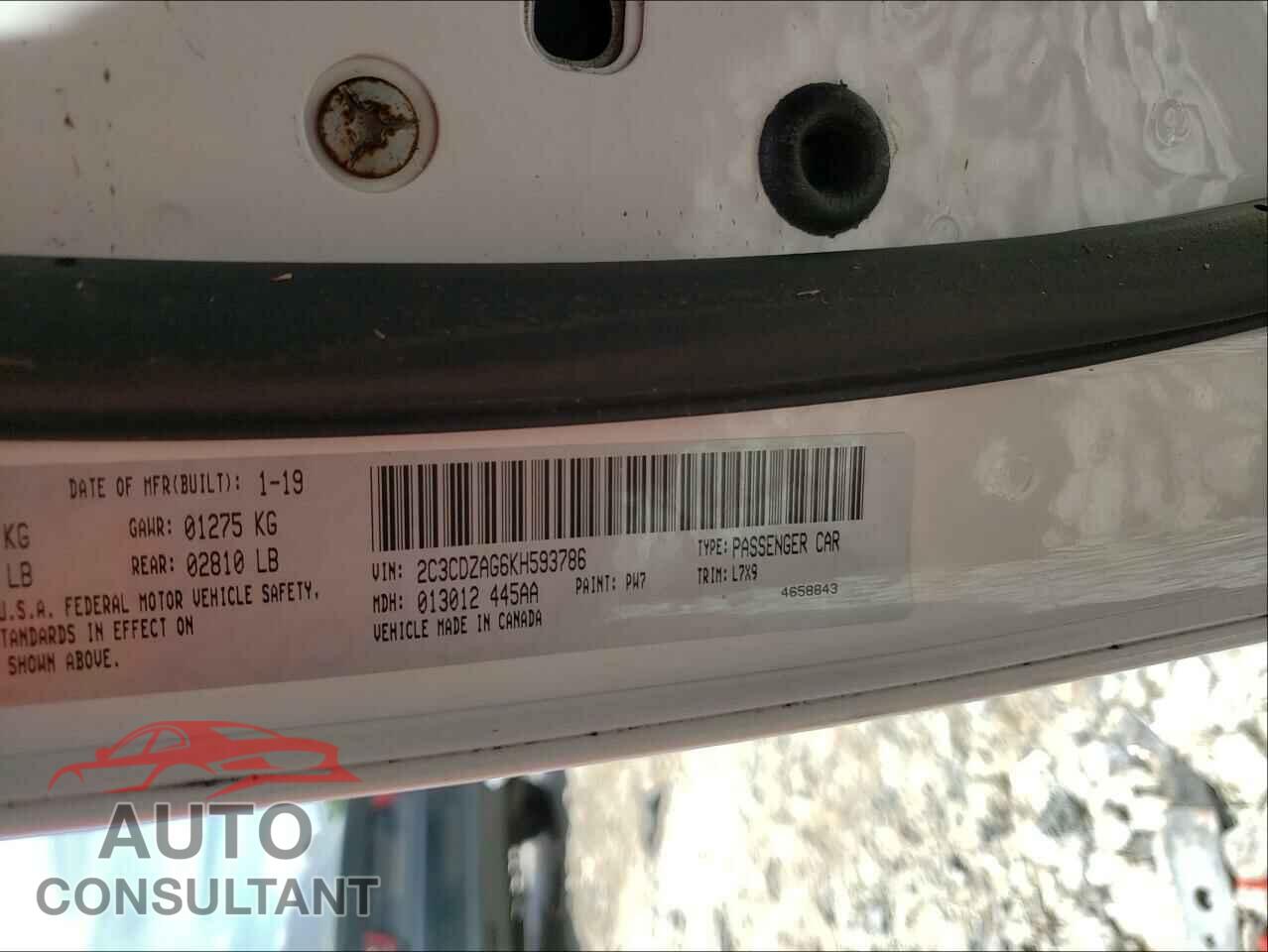 DODGE CHALLENGER 2019 - 2C3CDZAG6KH593786