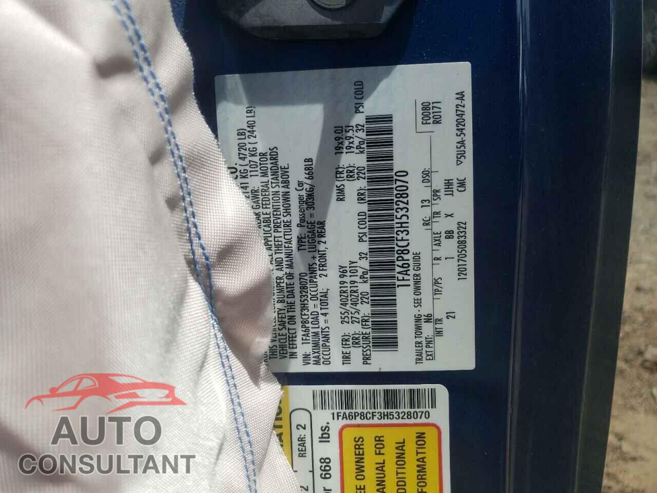 FORD MUSTANG 2017 - 1FA6P8CF3H5328070