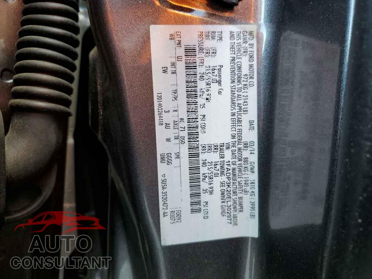 FORD FOCUS 2014 - 1FADP3K20EL302977