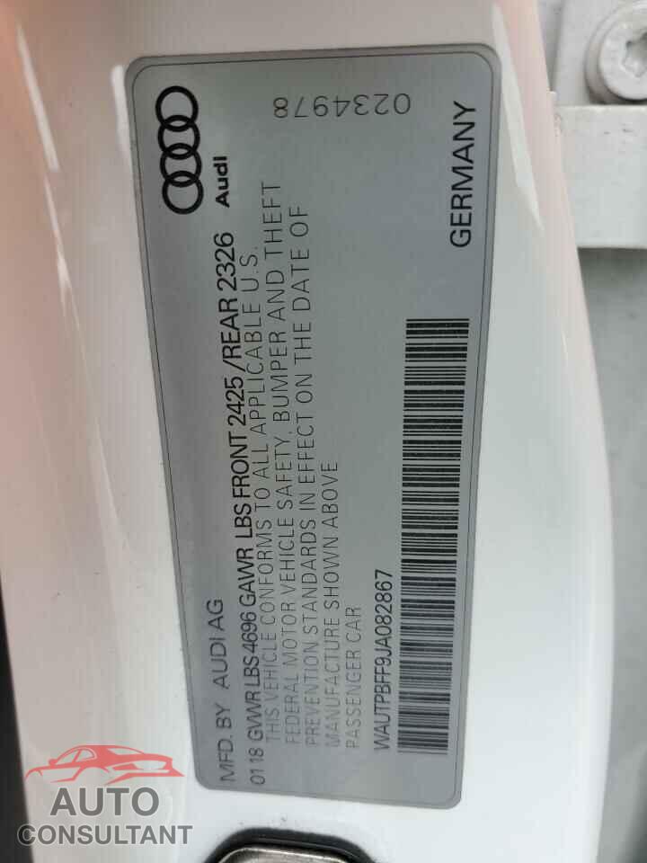 AUDI A3 2018 - WAUTPBFF9JA082867