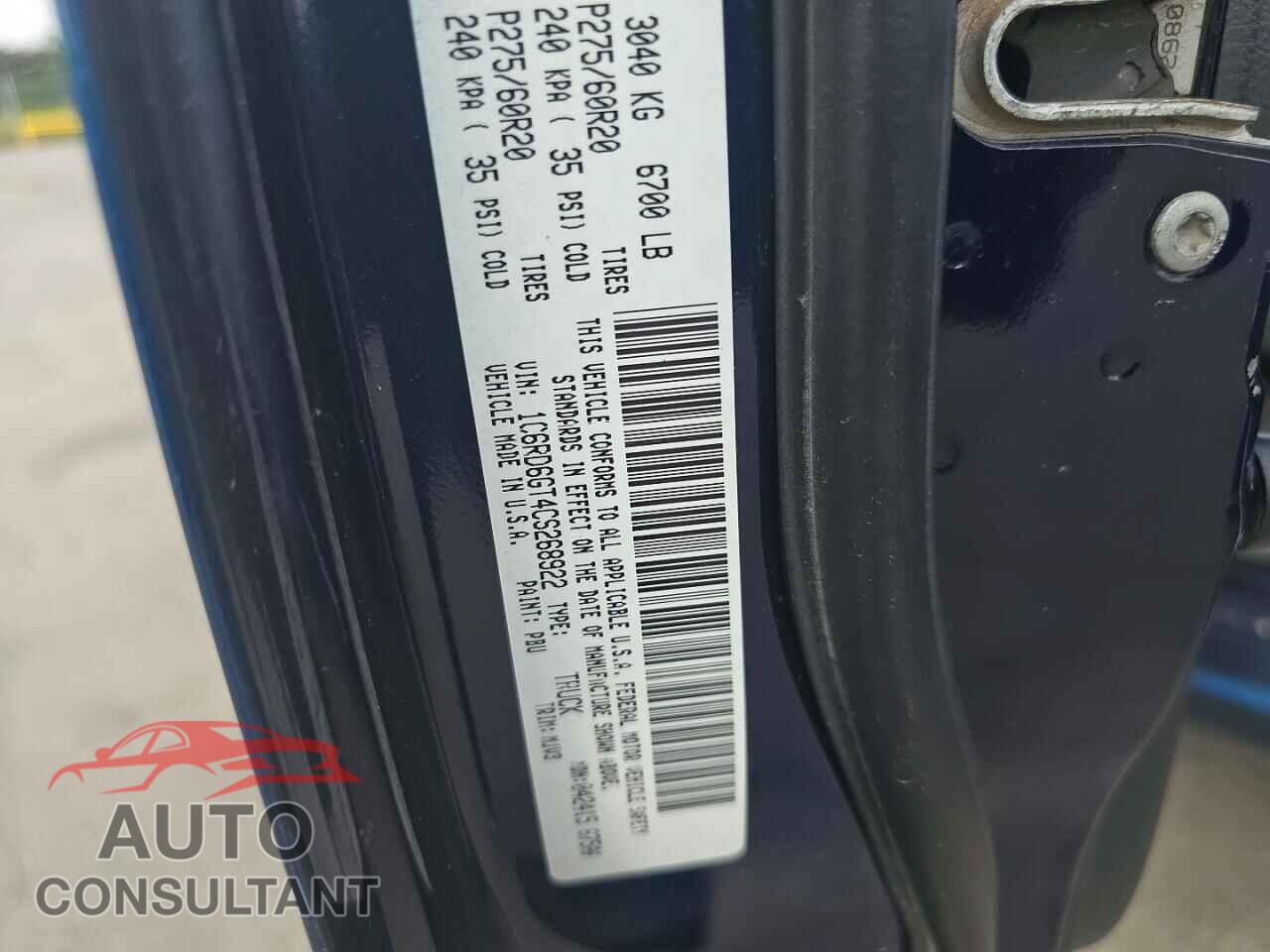 DODGE RAM 1500 2012 - 1C6RD6GT4CS268922