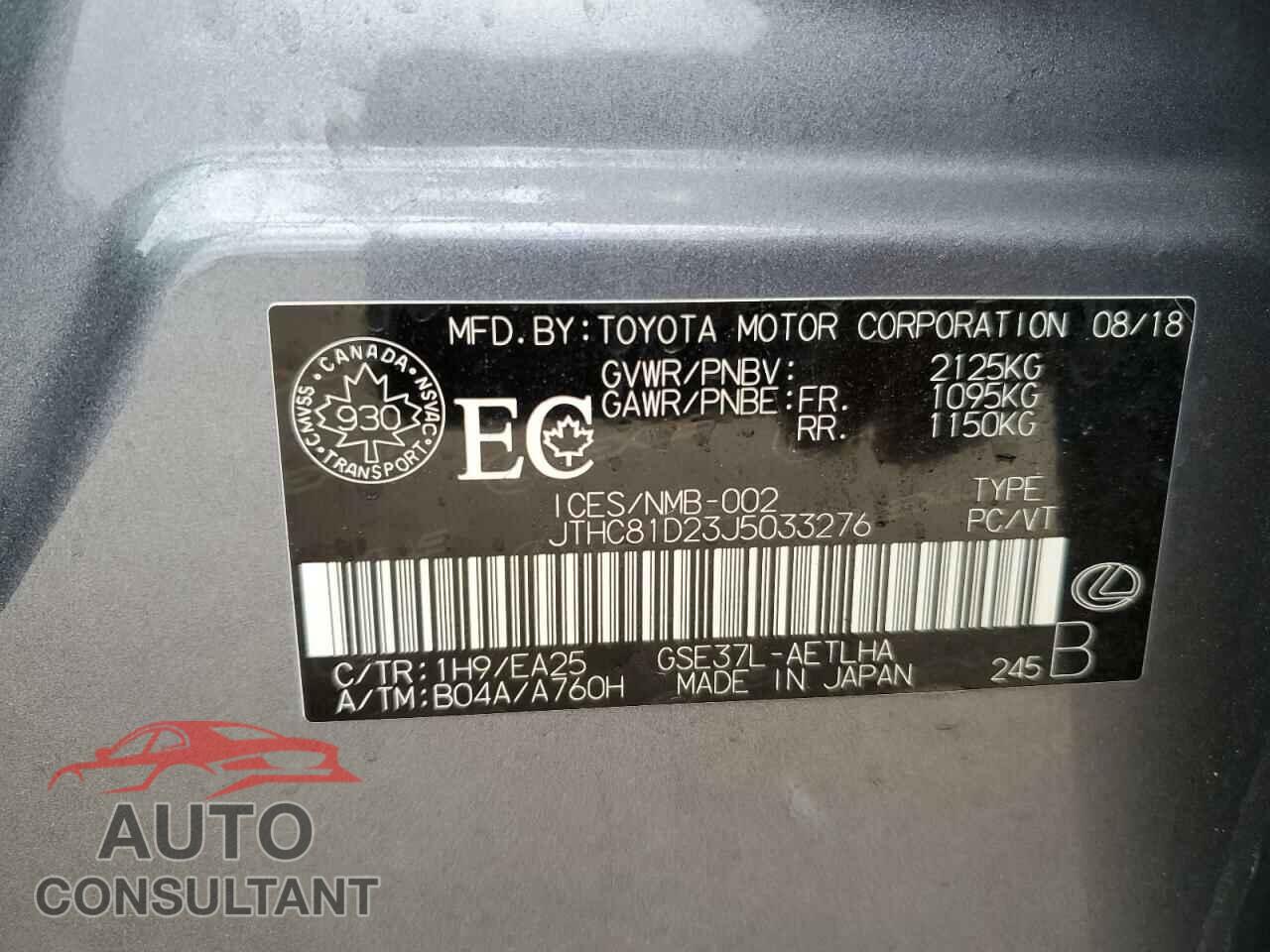 LEXUS IS 2018 - JTHC81D23J5033276