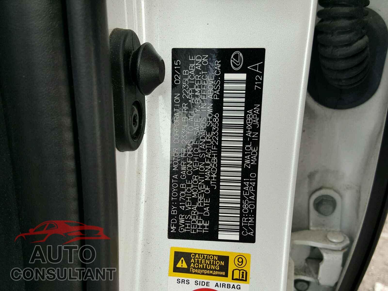 LEXUS CT 200 2015 - JTHKD5BH1F2233586