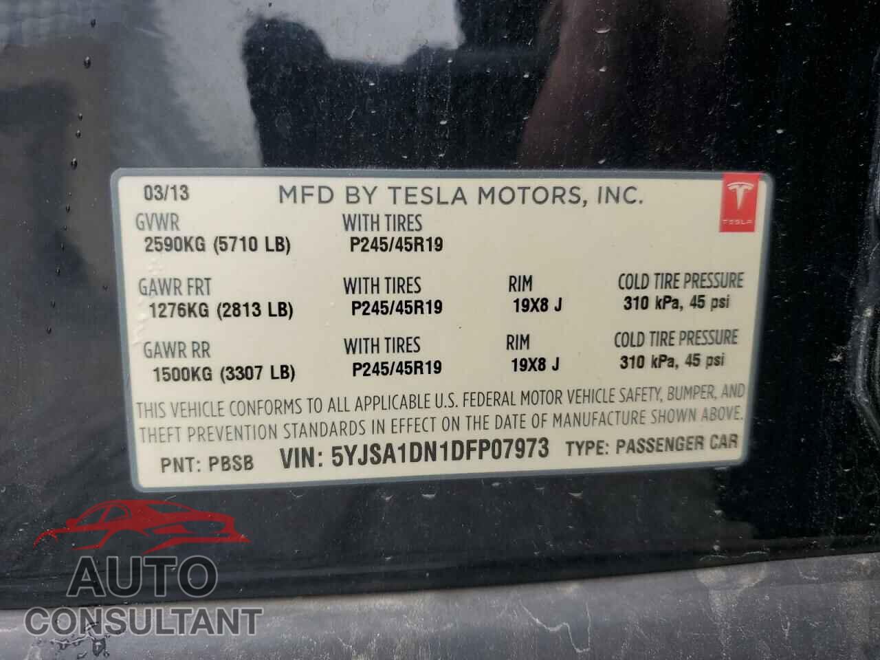 TESLA MODEL S 2013 - 5YJSA1DN1DFP07973