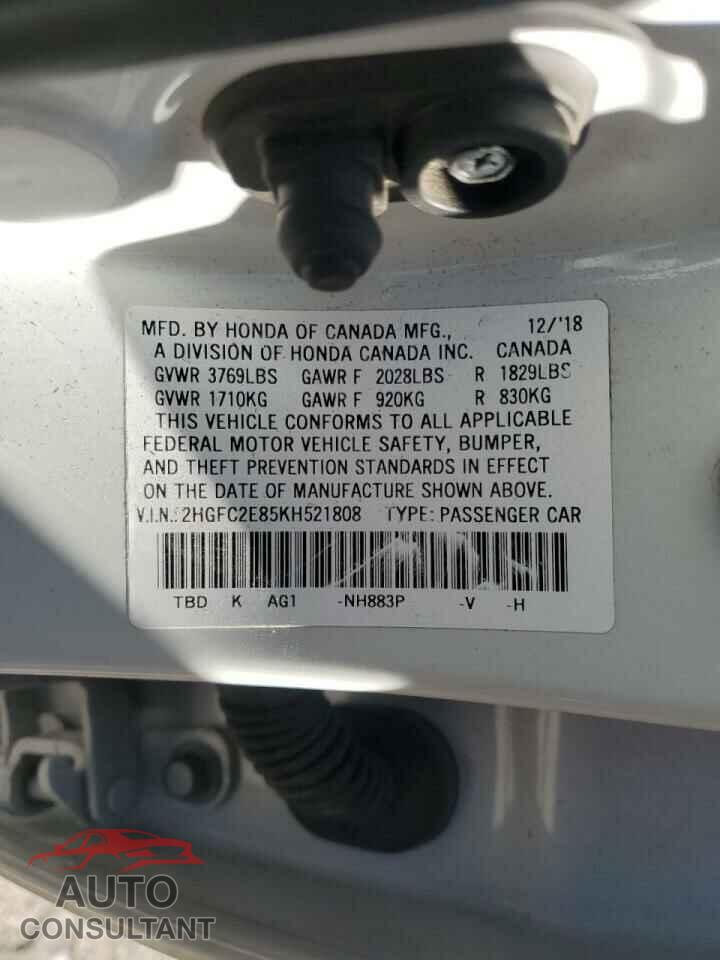 HONDA CIVIC 2019 - 2HGFC2E85KH521808