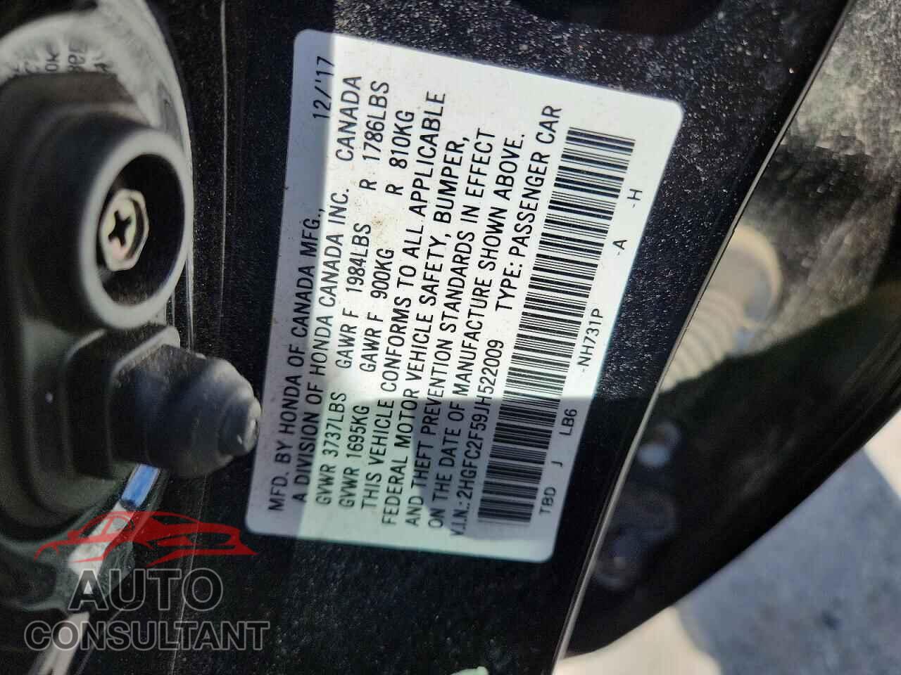 HONDA CIVIC 2018 - 2HGFC2F59JH522009