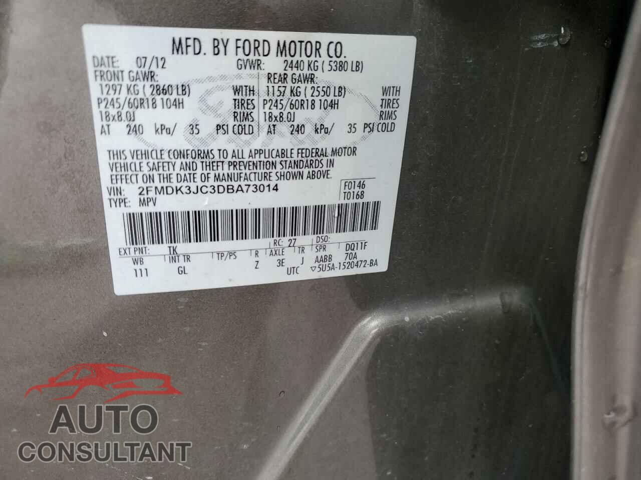 FORD EDGE 2013 - 2FMDK3JC3DBA73014