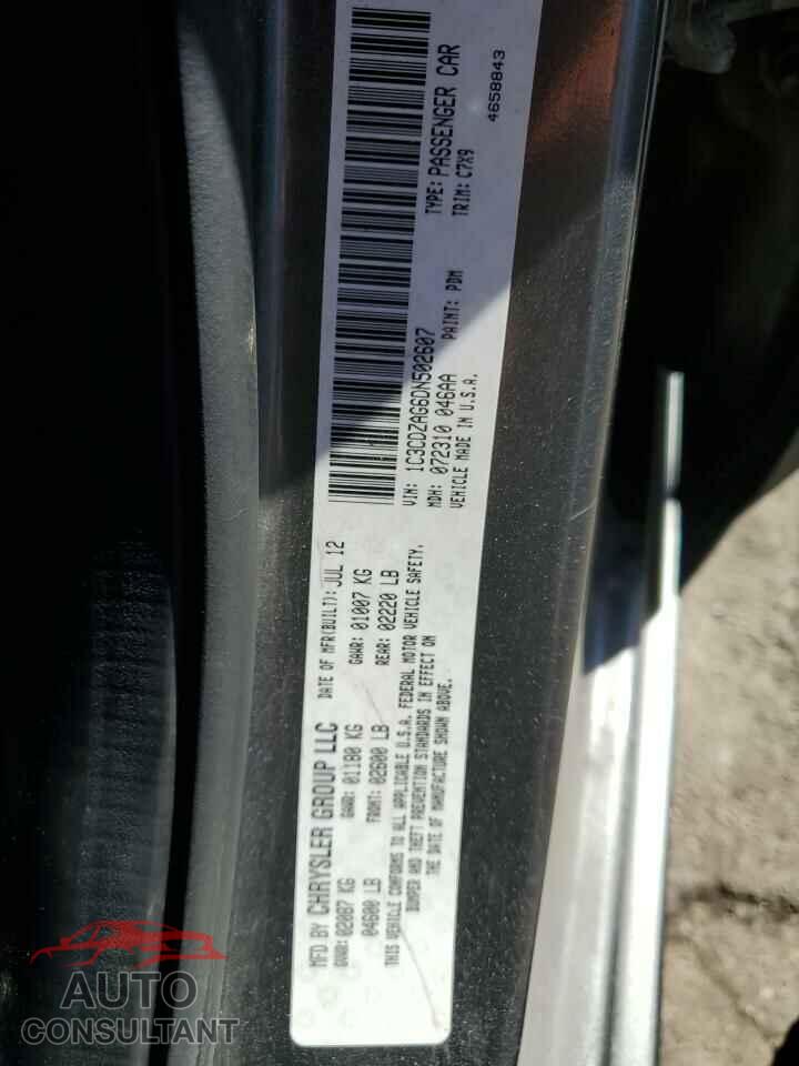 DODGE AVENGER 2013 - 1C3CDZAG6DN502607