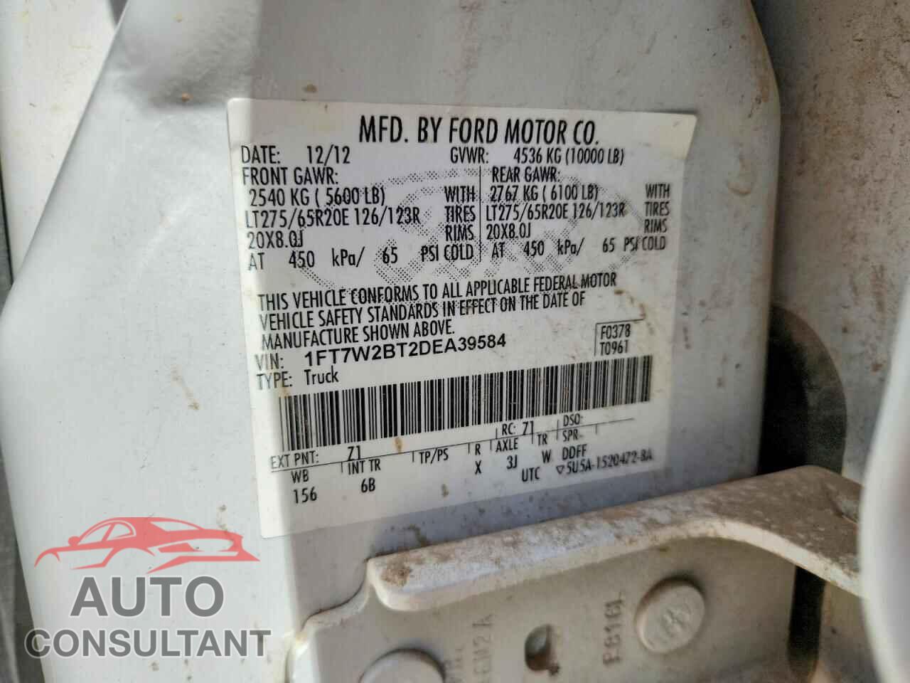 FORD F250 2013 - 1FT7W2BT2DEA39584
