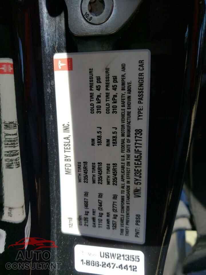 TESLA MODEL 3 2018 - 5YJ3E1EA5JF171738