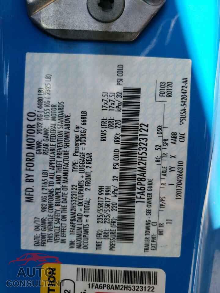 FORD MUSTANG 2017 - 1FA6P8AM2H5323122