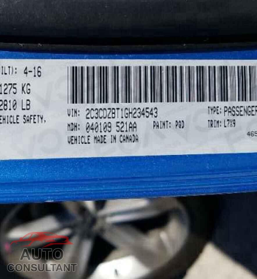 DODGE CHALLENGER 2016 - 2C3CDZBT1GH234543