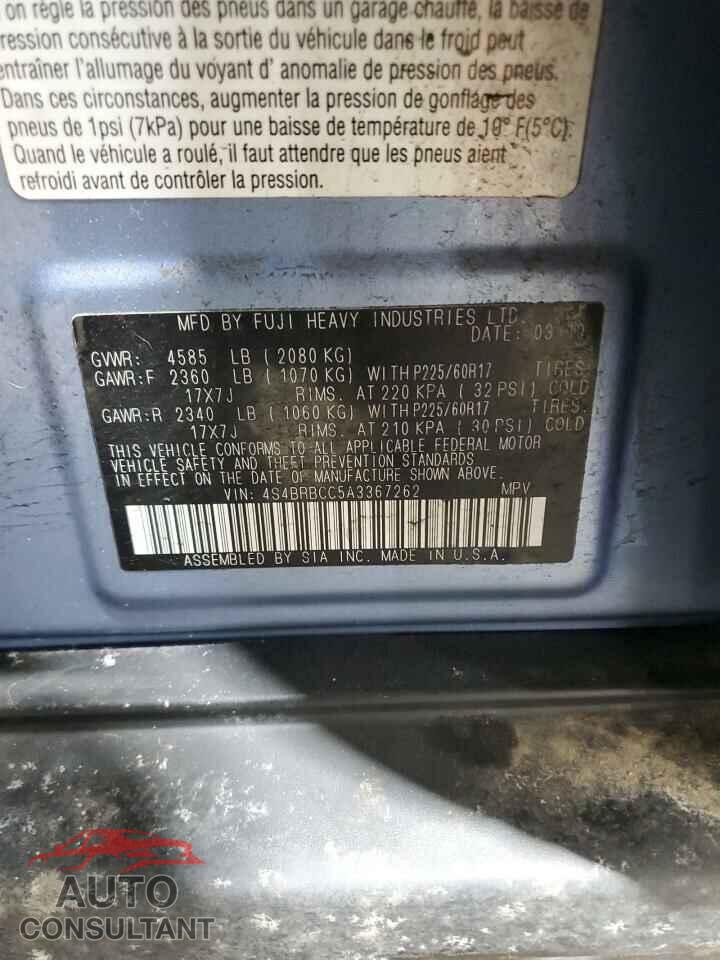 SUBARU OUTBACK 2010 - 4S4BRBCC5A3367262