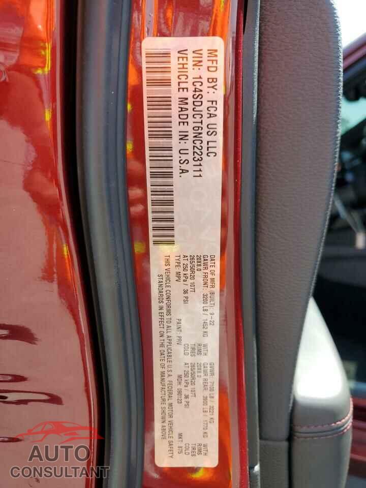 DODGE DURANGO 2022 - 1C4SDJCT6NC223111