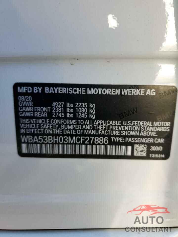 BMW 5 SERIES 2021 - WBA53BH03MCF27886