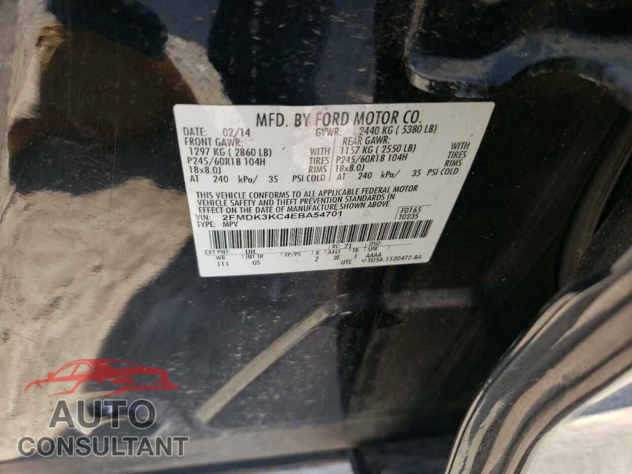 FORD EDGE 2014 - 2FMDK3KC4EBA54701