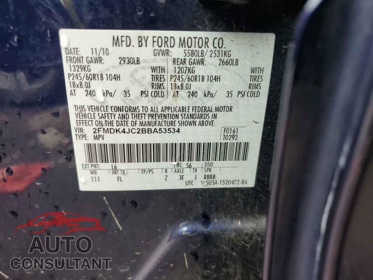 FORD EDGE 2011 - 2FMDK4JC2BBA53534