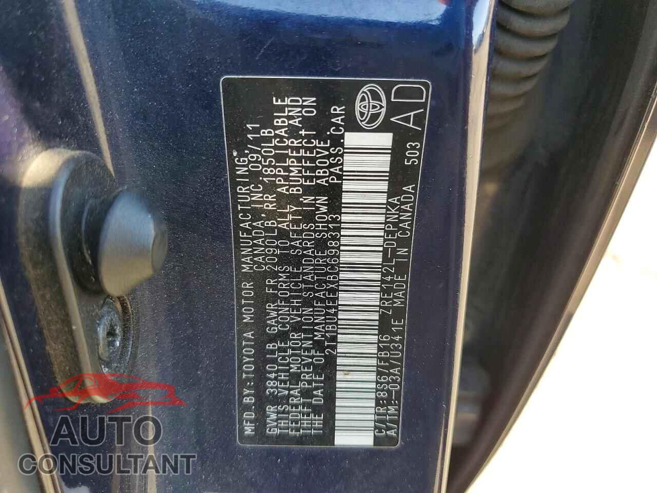 TOYOTA COROLLA 2011 - 2T1BU4EEXBC698313