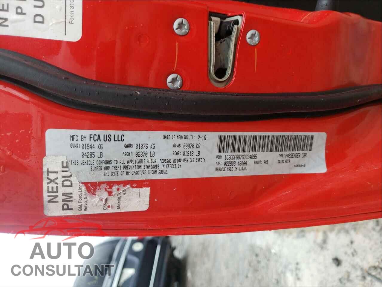 DODGE DART 2016 - 1C3CDFBB7GD694695