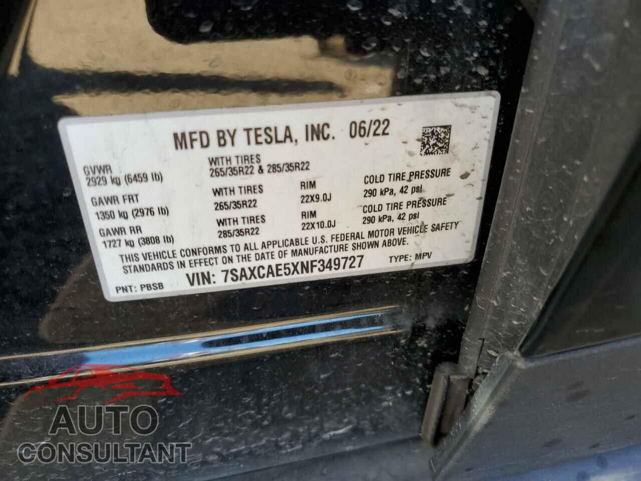 TESLA MODEL X 2022 - 7SAXCAE5XNF349727