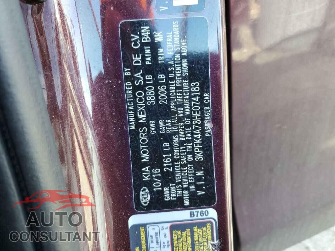 KIA FORTE 2017 - 3KPFK4A73HE074183