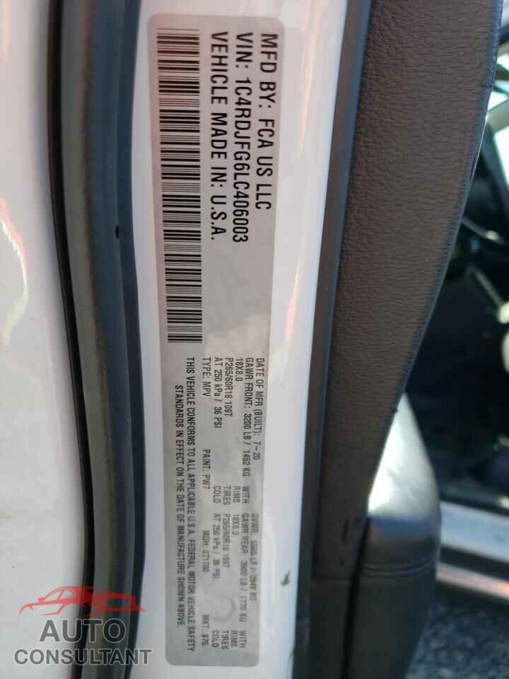DODGE DURANGO 2020 - 1C4RDJFG6LC406003