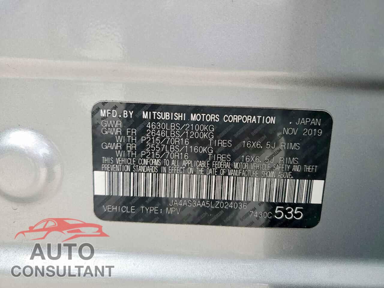 MITSUBISHI ECLIPSE 2020 - JA4AS3AA5LZ024036