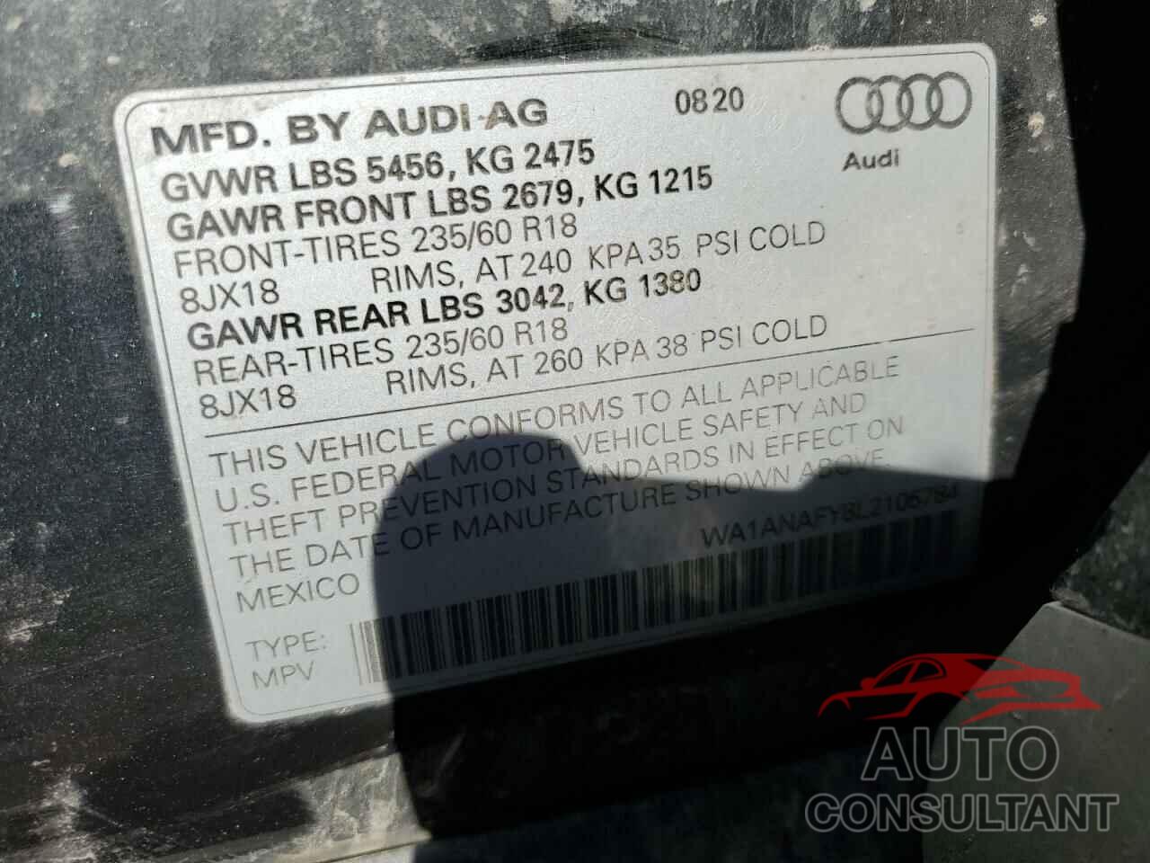 AUDI Q5 2020 - WA1ANAFY8L2105784