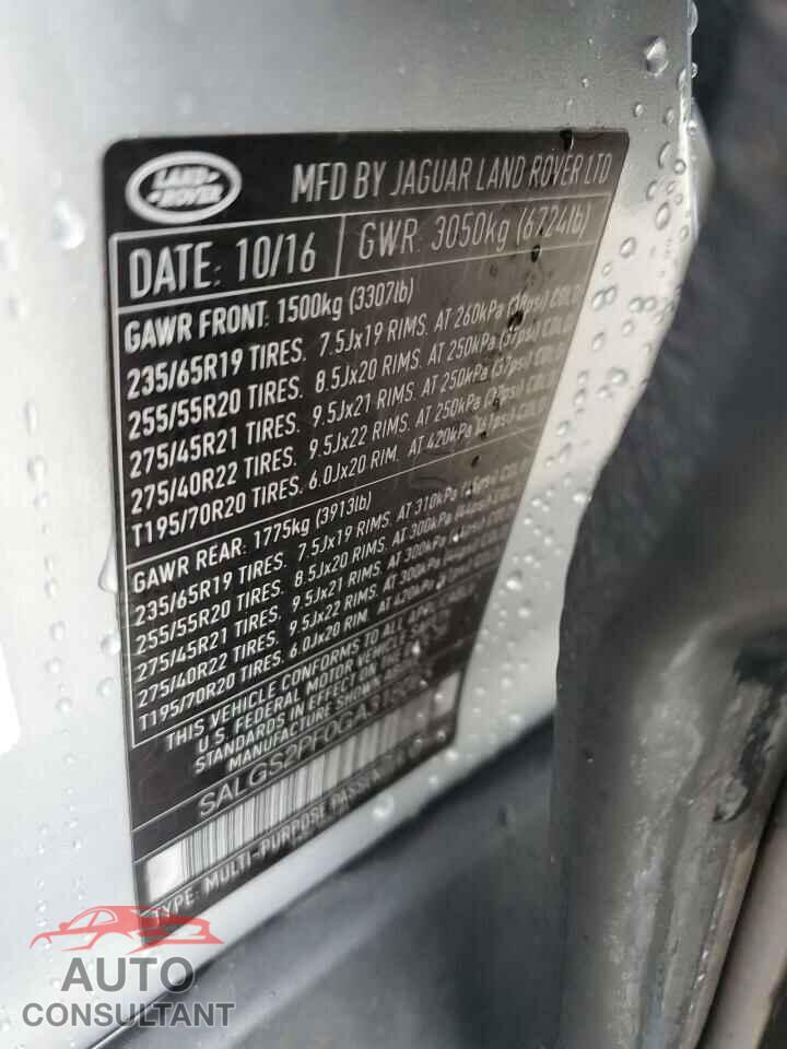 LAND ROVER RANGEROVER 2016 - SALGS2PF0GA318065