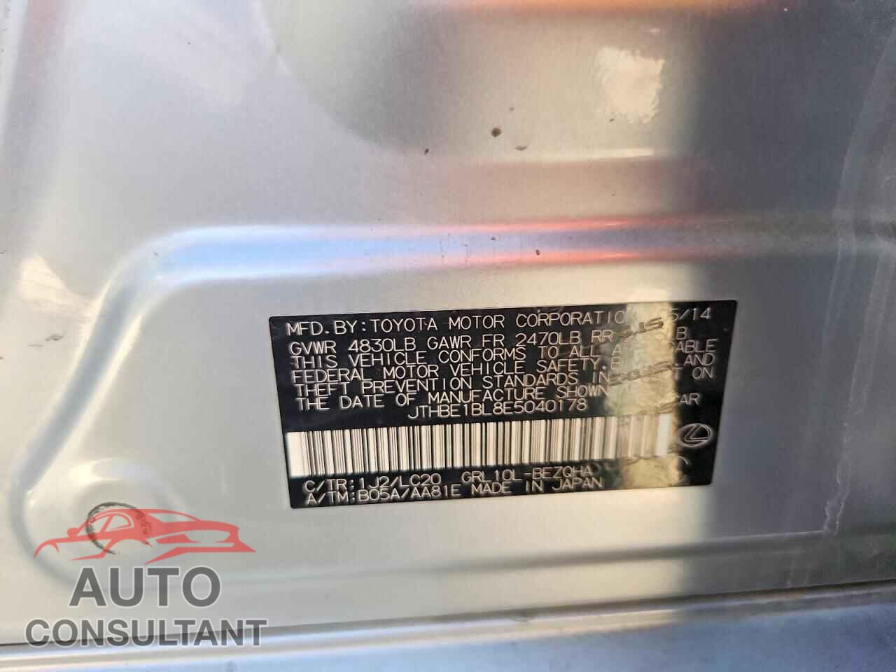 LEXUS GS 2014 - JTHBE1BL8E5040178