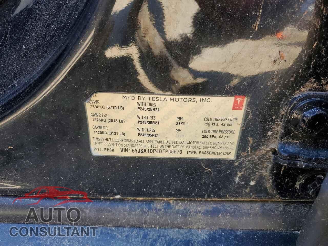 TESLA MODEL S 2013 - 5YJSA1DP4DFP06673