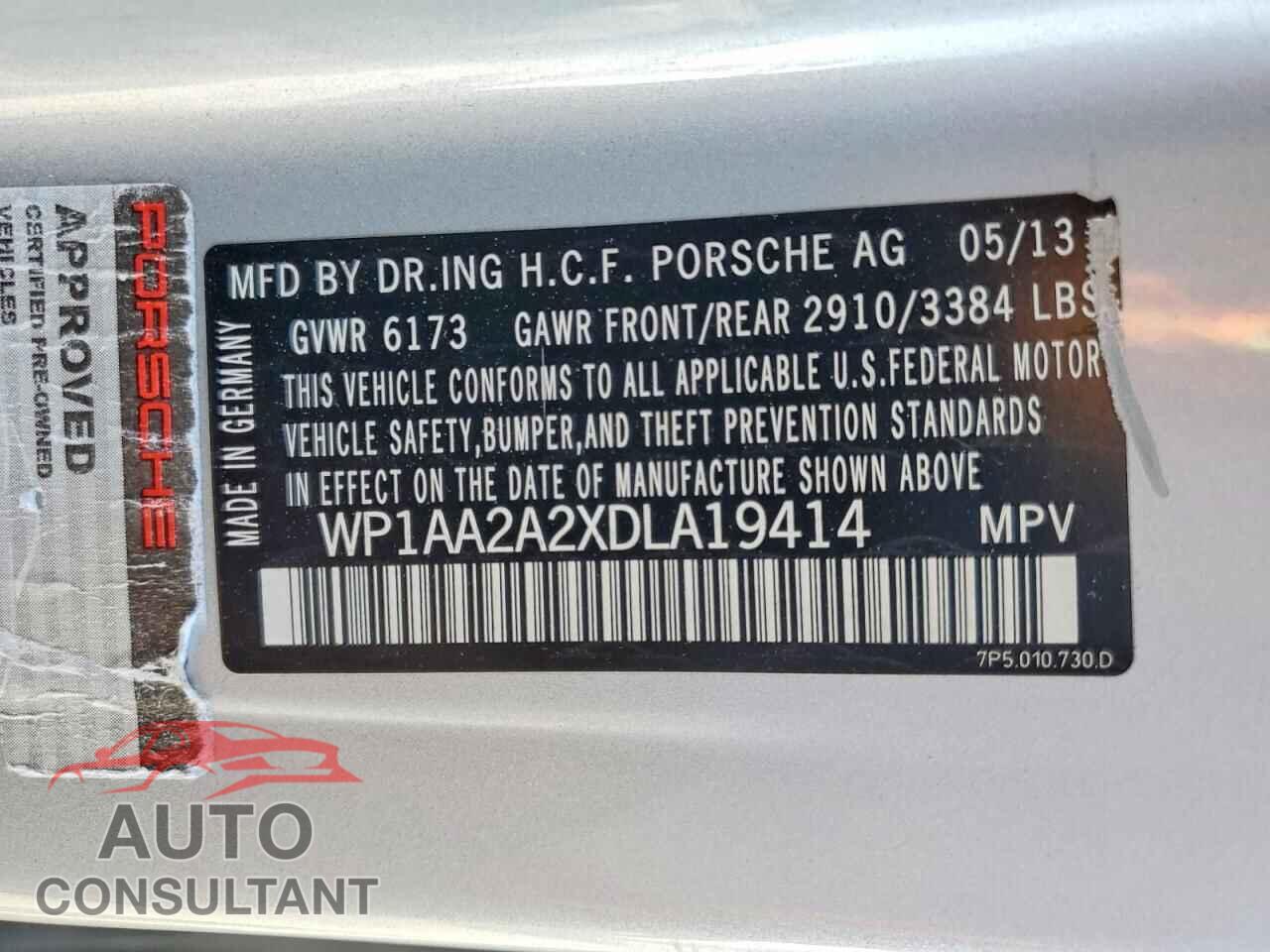 PORSCHE CAYENNE 2013 - WP1AA2A2XDLA19414