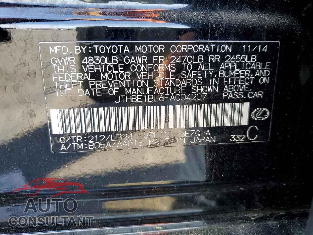 LEXUS GS 2015 - JTHBE1BL6FA004207