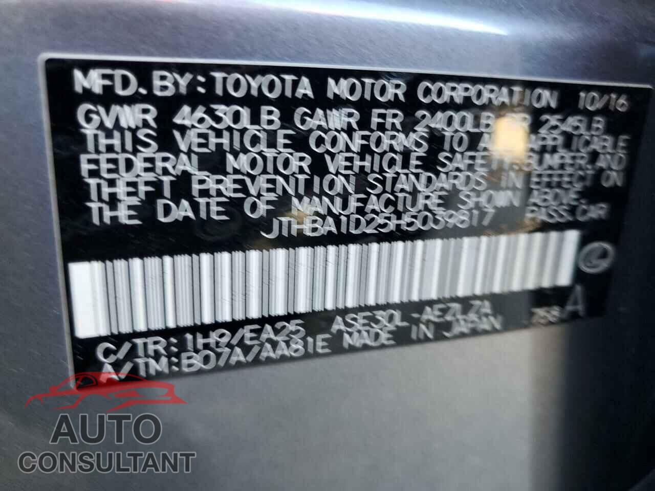LEXUS IS 2017 - JTHBA1D25H5039817