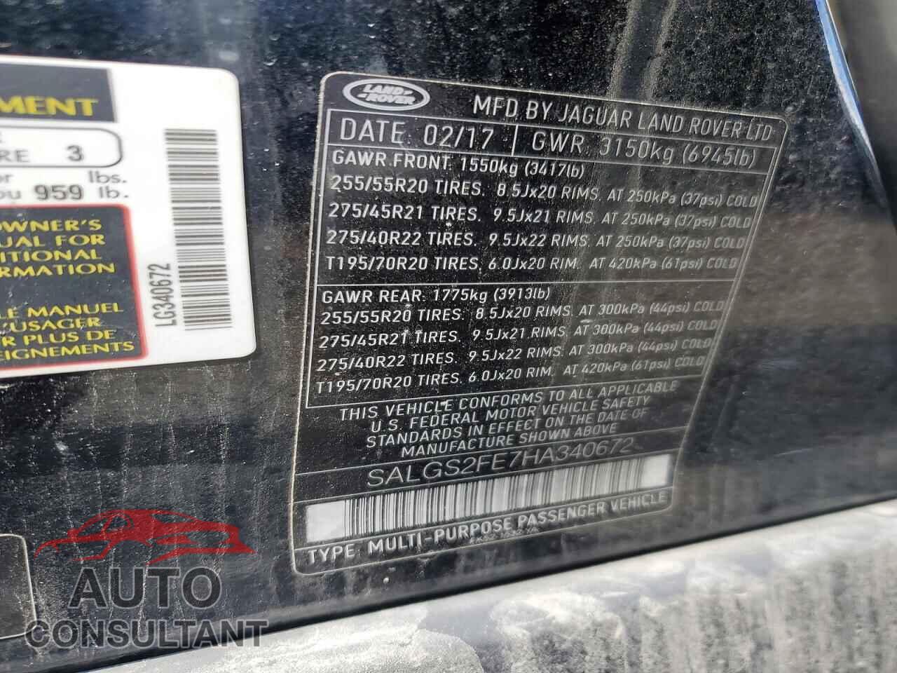 LAND ROVER RANGEROVER 2017 - SALGS2FE7HA340672