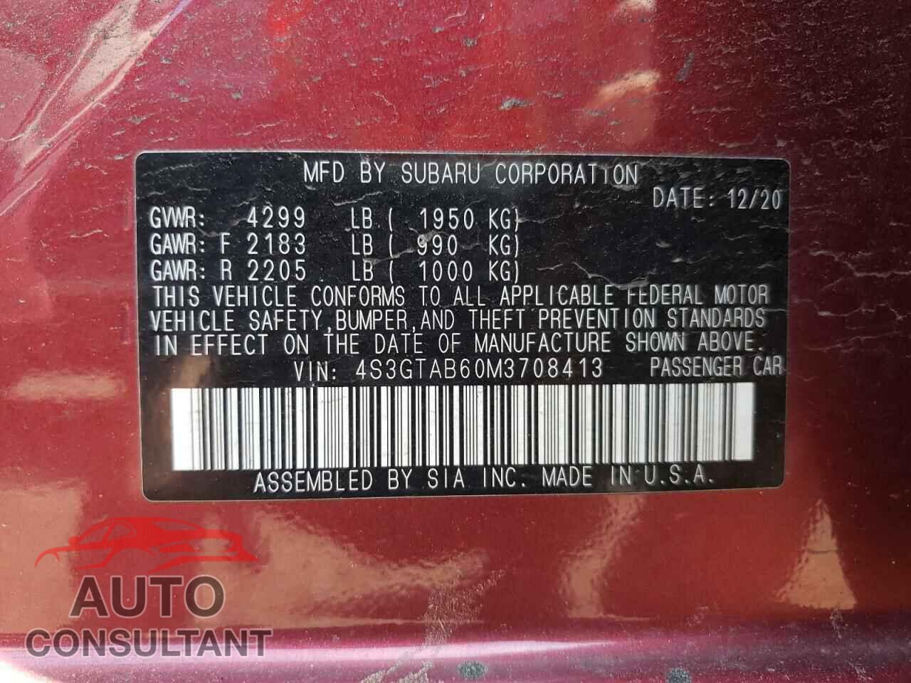 SUBARU IMPREZA 2021 - 4S3GTAB60M3708413