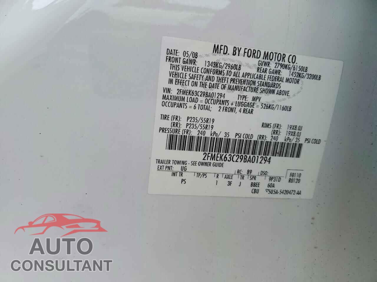 FORD FLEX 2009 - 2FMEK63C29BA01294