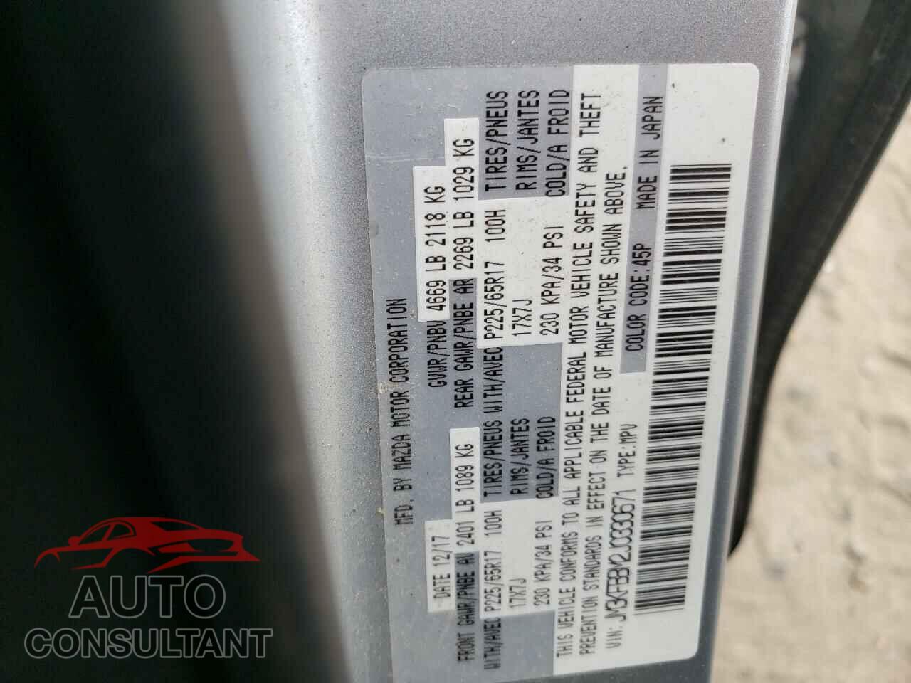 MAZDA CX-5 2018 - JM3KFBBM2J0330671