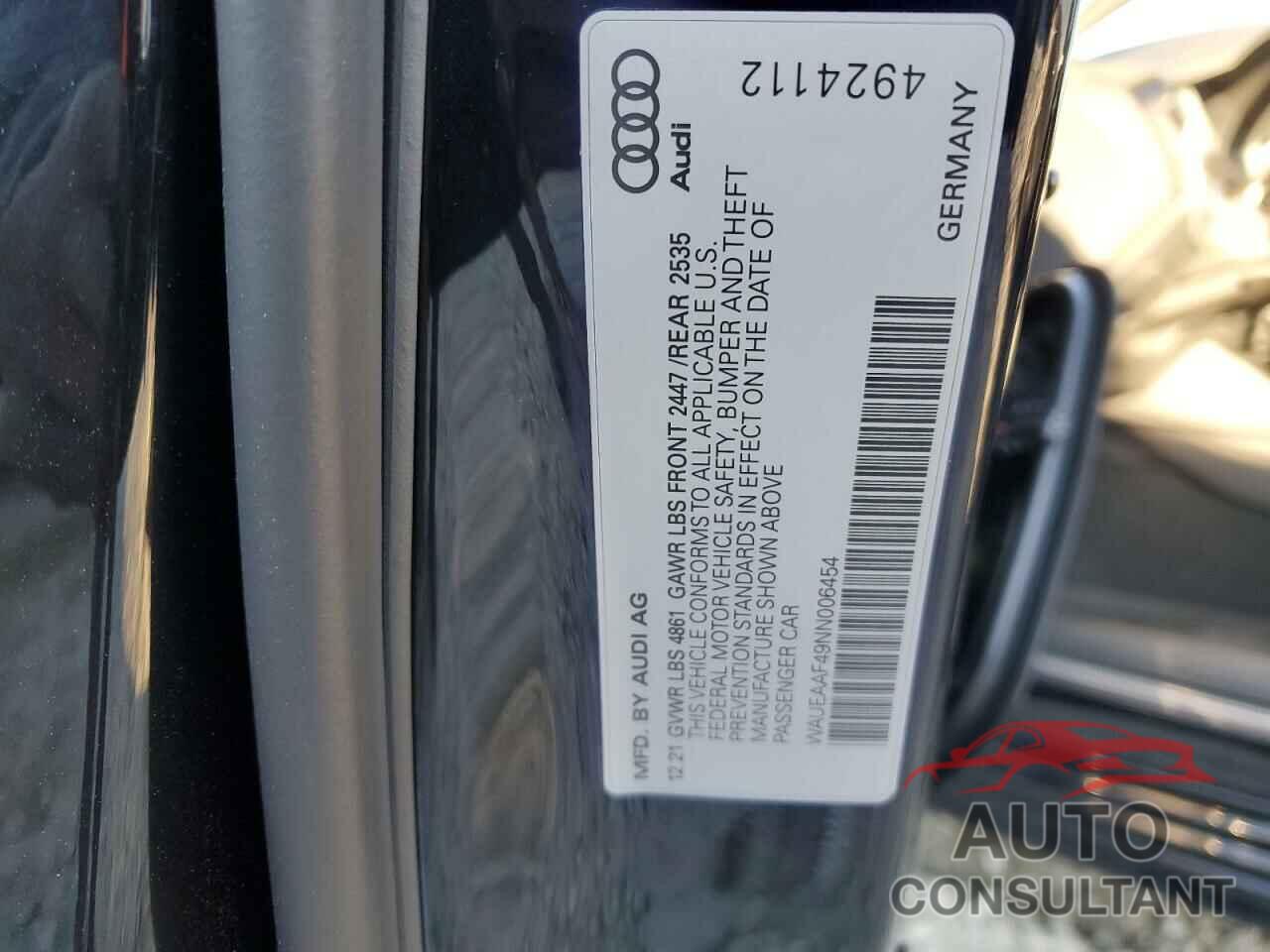 AUDI A4 2022 - WAUEAAF49NN006454